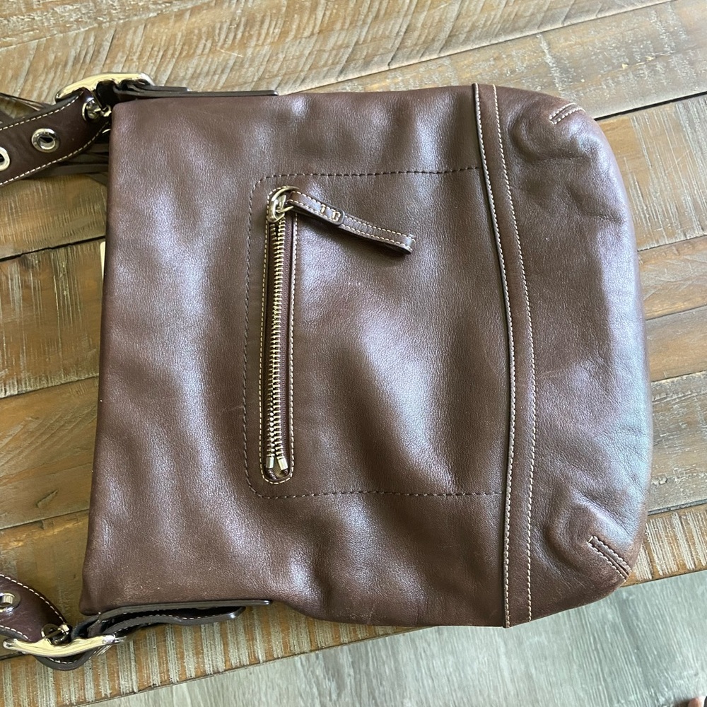 Used leather chocolate brown Coach purse
